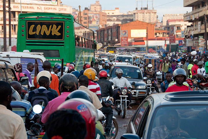 Motorcyclists navigate traffic in Kampala, Uganda Photo credit: Carlos Felipe Pardo