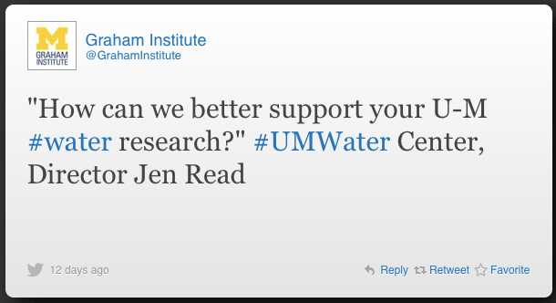 tweet from UM Water conference