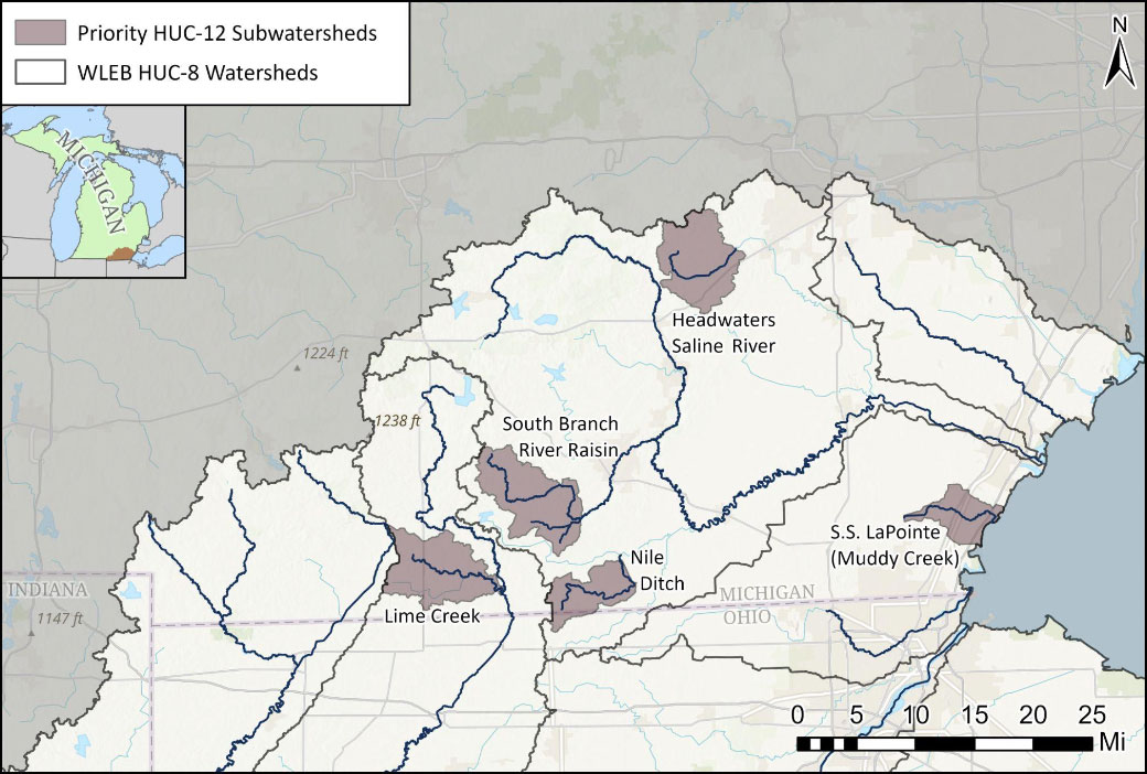 Map of the WLEB HUC-8 watersheds