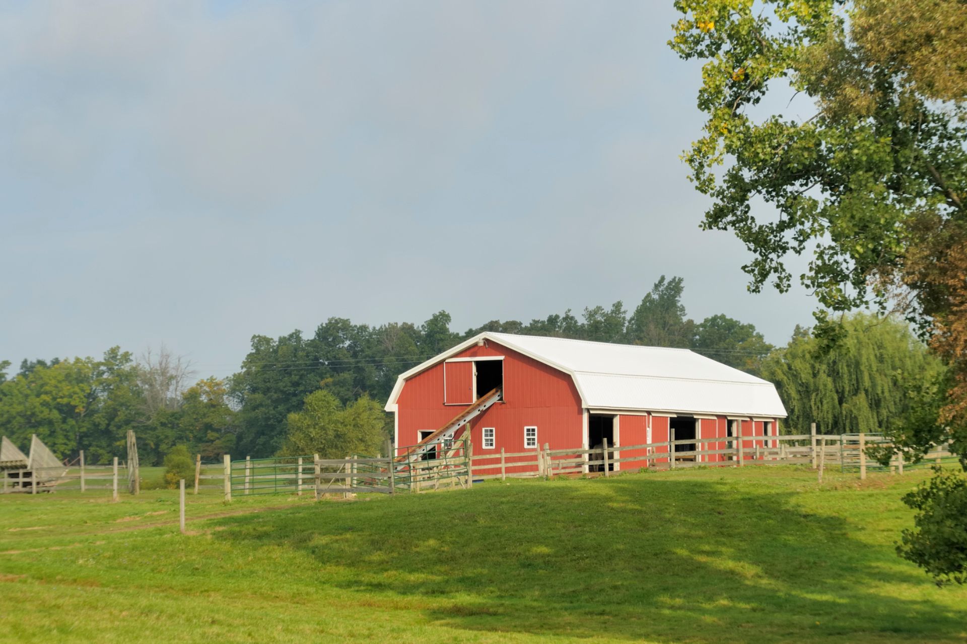 Farm with red barn