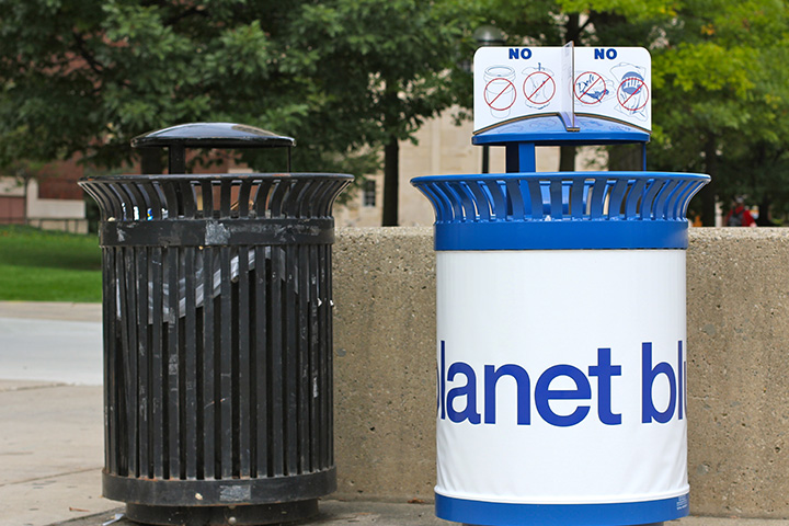 Recycle bin on U-M central campus.