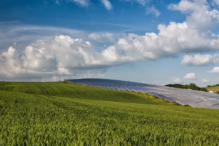 Solar array in rural area